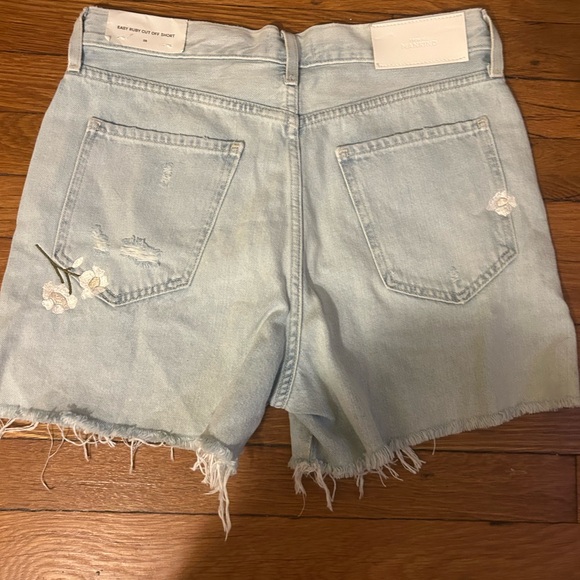 7 For All Mankind Blue Distressed Jean Shorts - Picture 5 of 10